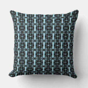 Black and Light Blue Abstract Geometric Shape Throw Pillow