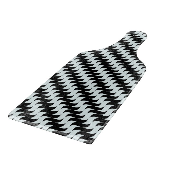 Black and Light Blue Waves Pattern Cutting Board (Corner)