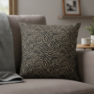 Black and Light Cream Zebra Pattern Decorative Throw Pillow