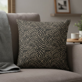 Black and Light Cream Zebra Pattern Decorative Throw Pillow