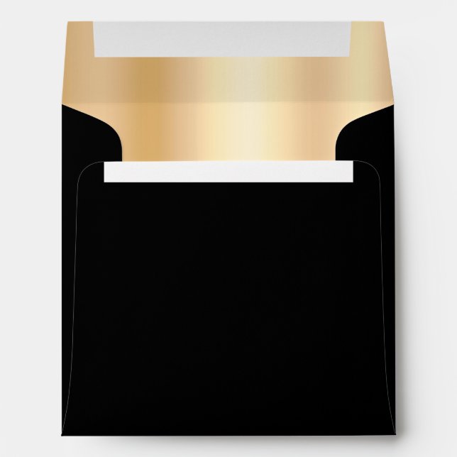 Black and Light Gold Shimmer Ombre Foil Glam Envelope (Back (Bottom))