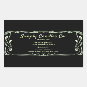 Black and Light Lime Border Candle Jar Label
