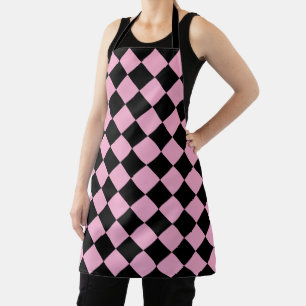 Black and Light Pink Chevron Pattern Stylish Apron