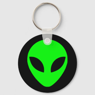Black and Lime Green Alien Head Keychain