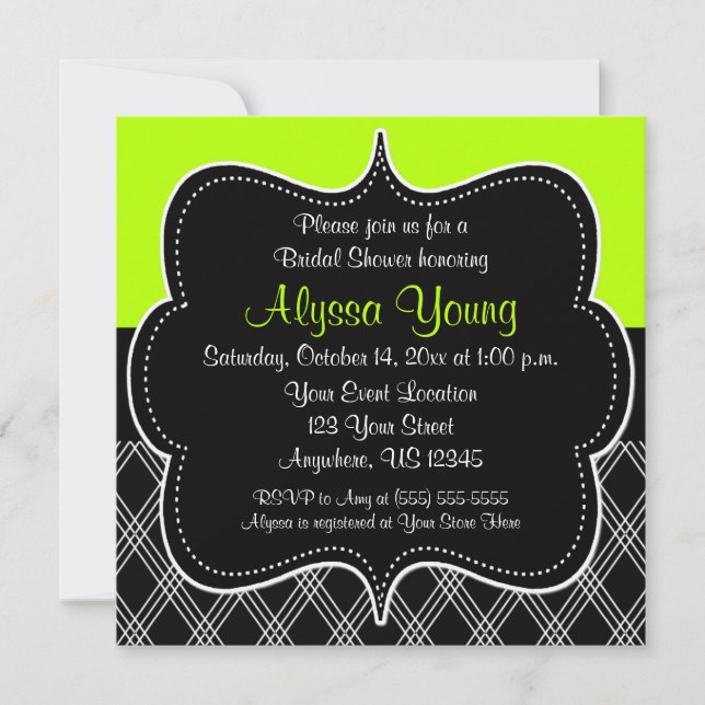 Black and Lime Green Invitation (Front)