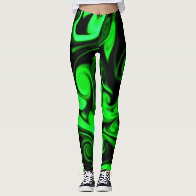Black and Lime Green Leggings (Front)