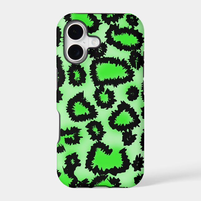 Black and Lime Green Leopard Print Pattern. (Back)