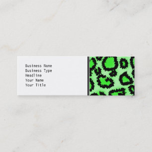 Black and Lime Green Leopard Print Pattern. Mini Business Card