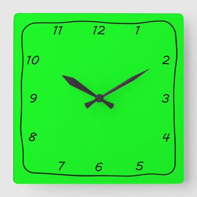 Black and Lime Green Whimsical Simple Clock (Front)