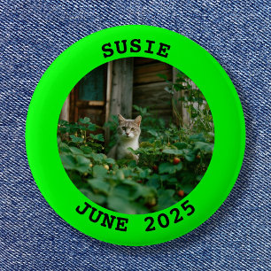 Black and Lime Personalized Round Photo Frame 2 Inch Round Button