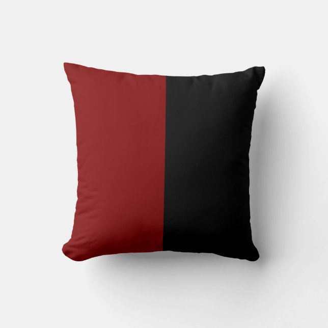 Black and Maroon Split Colour. Throw Pillow (Front)