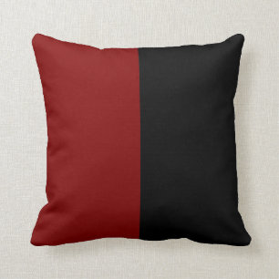 Black and Maroon Split Colour. Throw Pillow