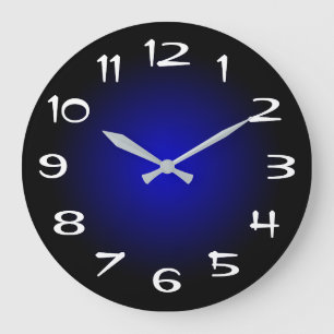 Black and Medium Blue Radial Gradient Large Clock