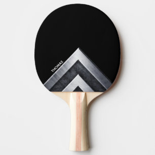 Black And Metal Pattern Monogrammed Ping Pong Paddle