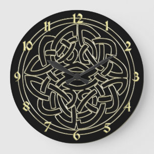Black and Metallic Gold Celtic Knot Clock