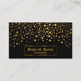 Black and Metallic Gold Confetti Design Business Card