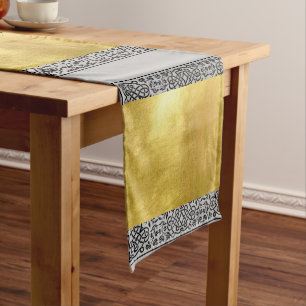Black and Metallic Gold Table Runner