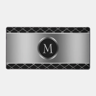 Black And Metallic Silver Desk Mat