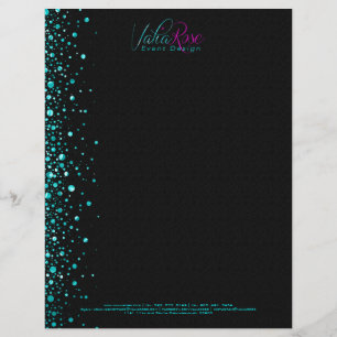 Black And Metallic Teal Random Circle Design 2 Letterhead