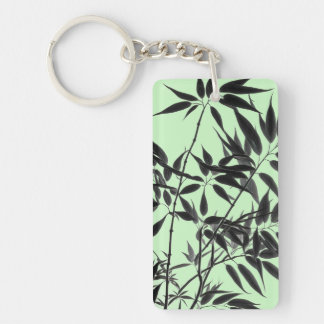 Black and Mint Green Bamboo Plant Keychain
