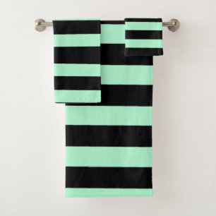 Black and Mint Green Bath Towel Set