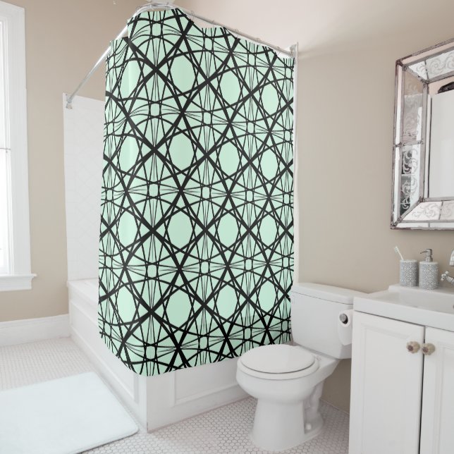 Black and Mint Green Geometric Art  (In Situ)