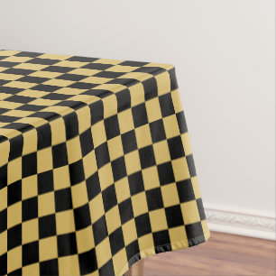 Black and Misted Yellow Chequered Tablecloth
