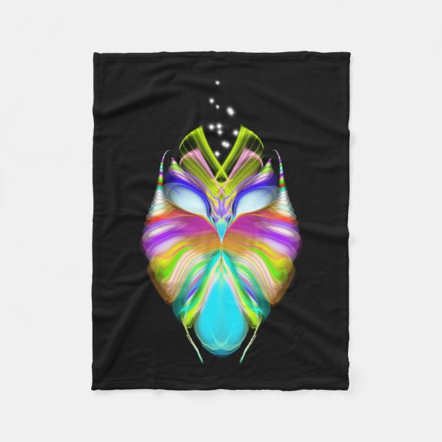Black and Multicolor Oracle Owl Fleece Blanket (Front)