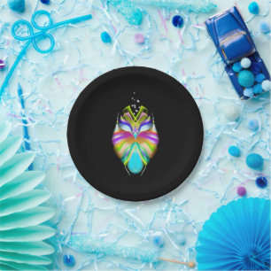 Black and Multicolor Oracle Owl Paper Plate