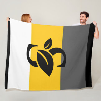 Black and multicolor stripe logo fleece blanket