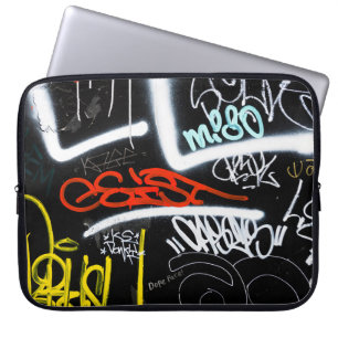 Black and multicolored graffiti art laptop sleeve