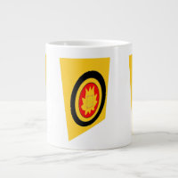 Black and mustard coloured graphic modern art