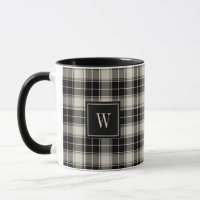Black and Off-White Plaid Pattern with Monogram