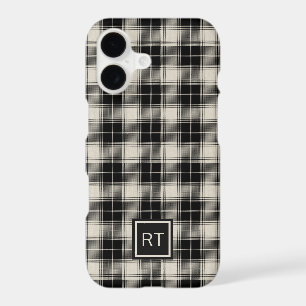 Black and Off White Plaid with Monogram