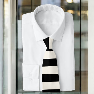 Black and Off-White Referee Stripes Pattern Tie
