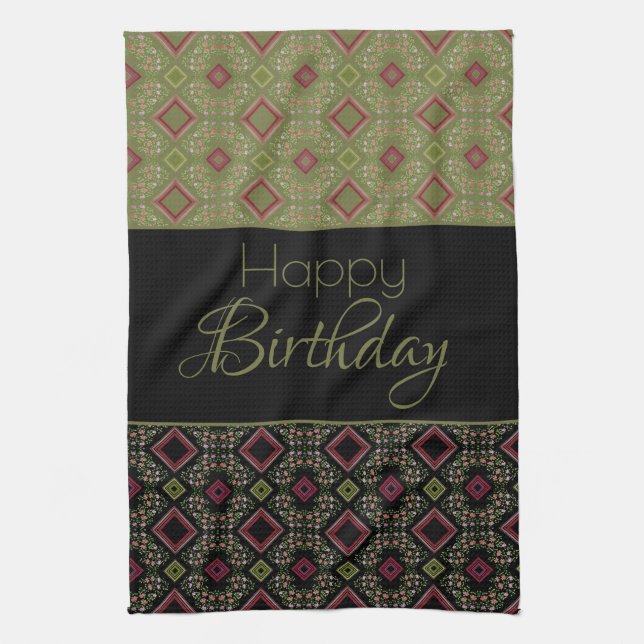 Black And Olive Green Kitchen Towel (Vertical)