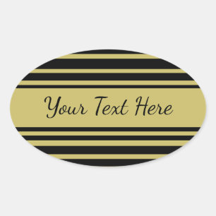 Black and Olive Lines Oval Sticker
