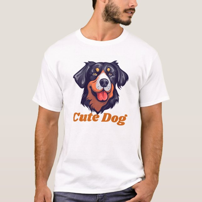 Black and Orange Abstract Cute Dog Pet Shop Logo  T-Shirt (Front)