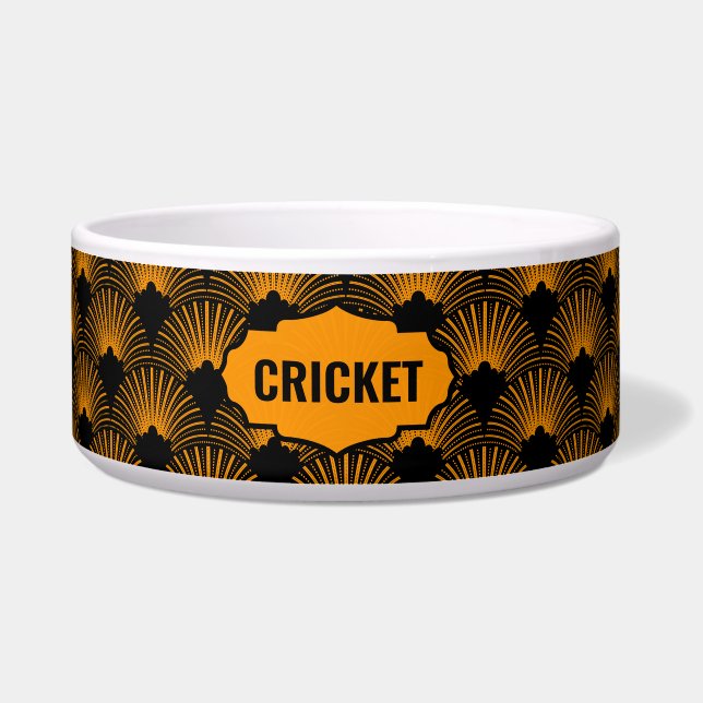 Black and Orange Art Deco Pattern Monogram (Front)