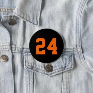 Black and Orange Athlete Jersey Number 3 Inch Round Button