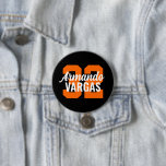 Black and Orange Athlete Jersey Number 3 Inch Round Button<br><div class="desc">Cheer on your favourite sports team, football player or just show off your school pride with a custom personalized spirit button! Personalize with a player's jersey number or other custom text. Perfect for football, basketball, baseball and soccer games! Create custom pins for the whole team, cheerleaders, parents and siblings to...</div>