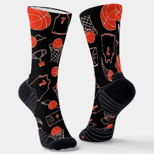 Black And Orange Basketball Theme Socks