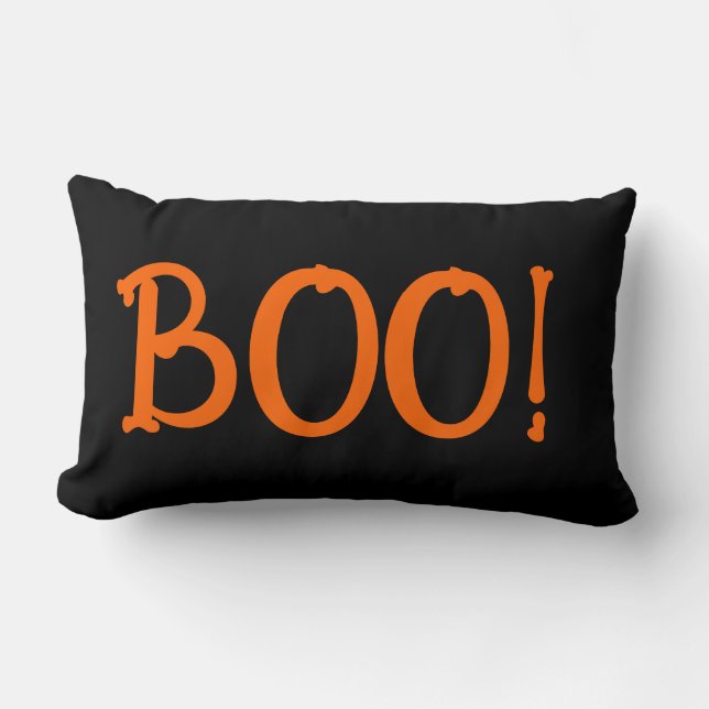 Black and Orange Bony Boo! Lumbar Pillow (Front)
