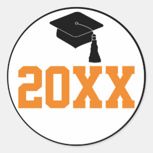 Black and Orange Class of 2024 Graduation Classic Round Sticker