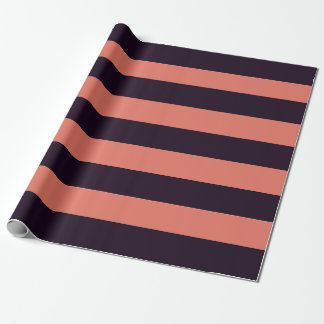 Black and Orange Cool Tone Awning Stripes Wrapping Paper
