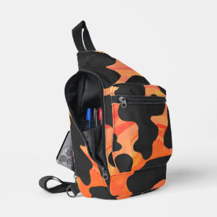 Black and Orange Cow Print Sling Bag