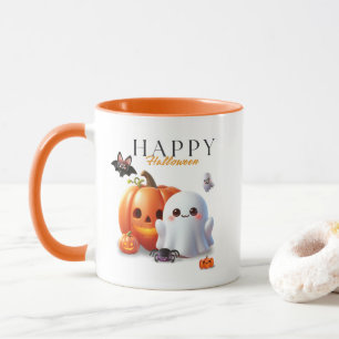 Black and Orange Cute Happy Halloween    Mug