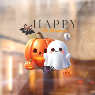 Black and Orange Cute Happy Halloween Window Cling