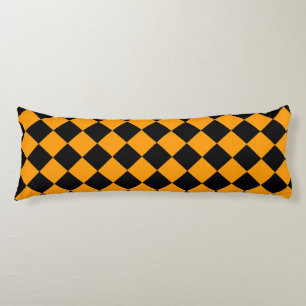 Black and Orange Diamond Pattern Body Pillow