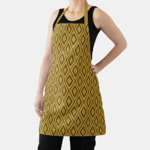 Black and orange dynamic geometric pattern apron